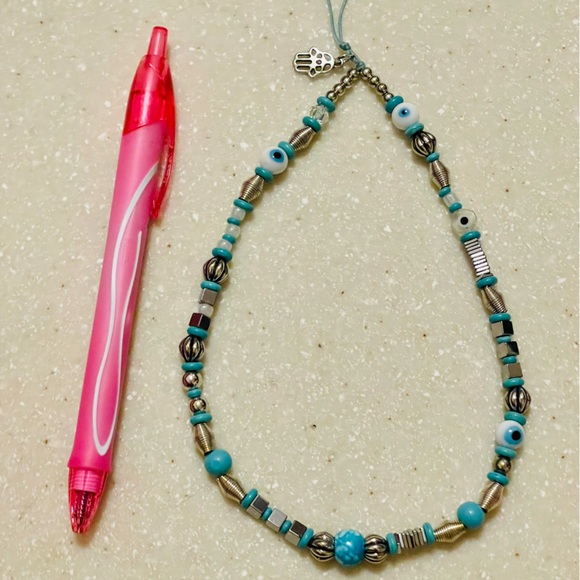 Phone String! Turquoise and silver mix! Evil eye 🧿 - Picture 9 of 9